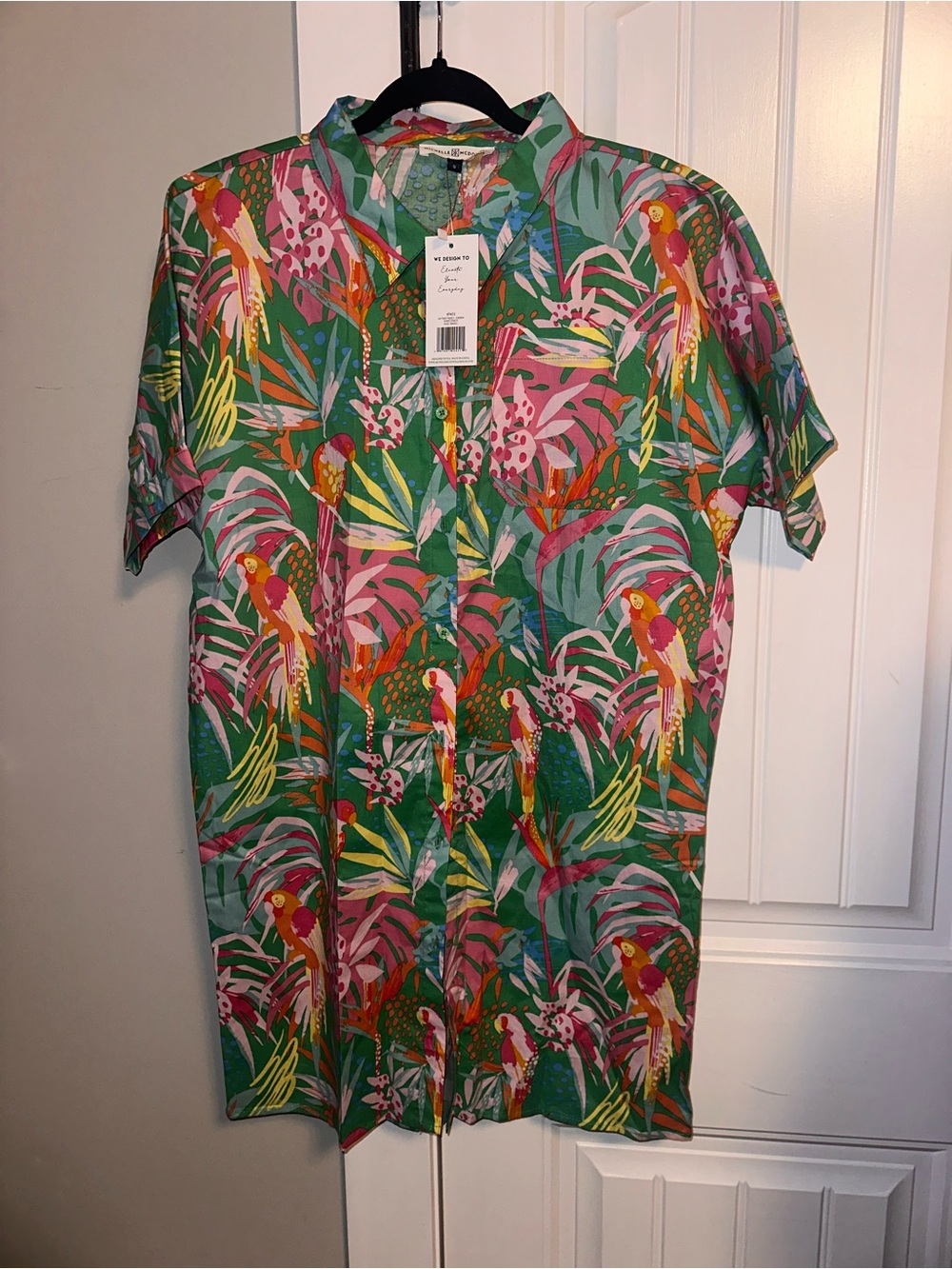 NWT‎ Michelle McDowell Size Small Tropical Button-Front Shirt Dress in - Picture 8 of 15